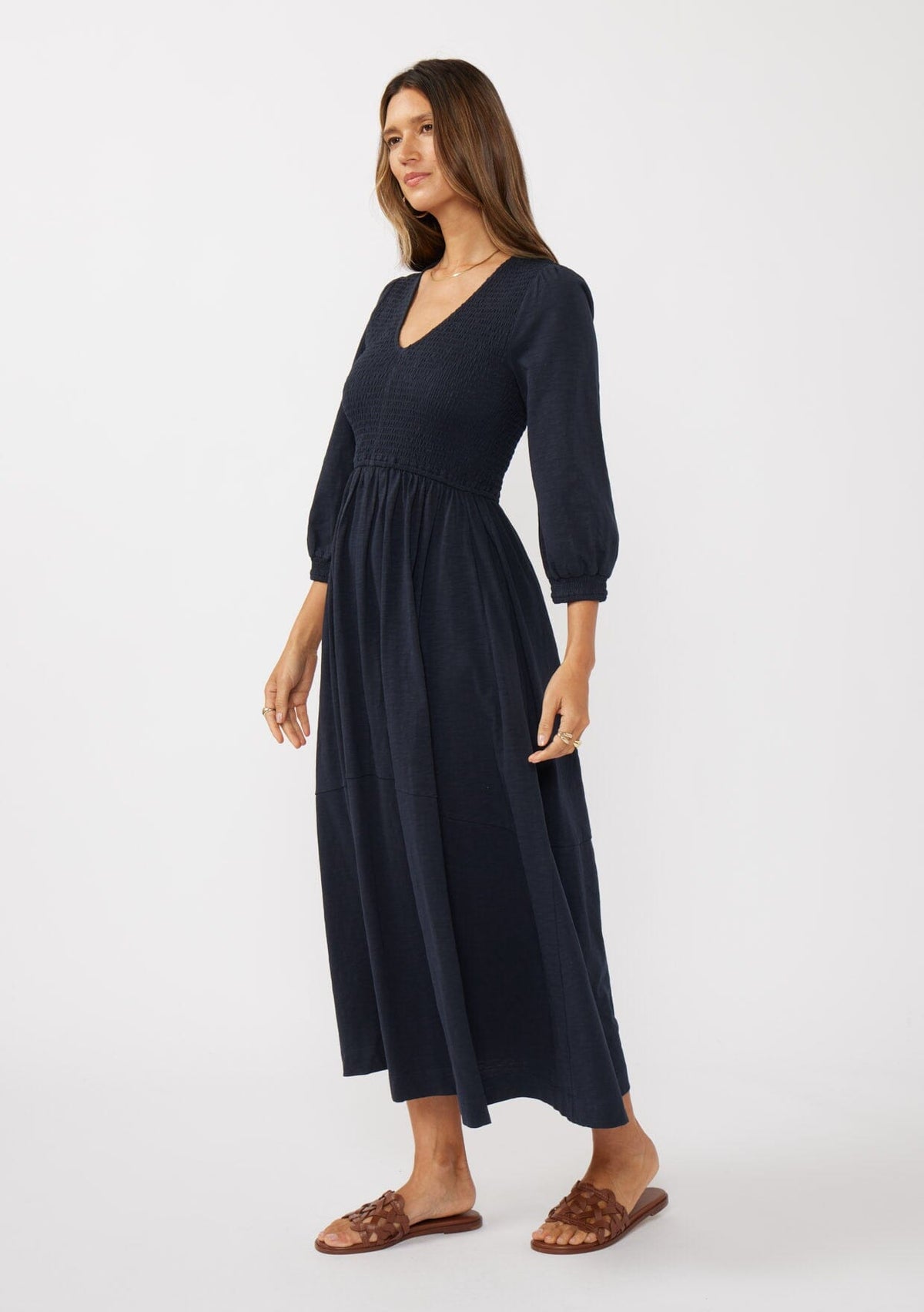 Mirabella Smocked Maxi Dress Navy / S