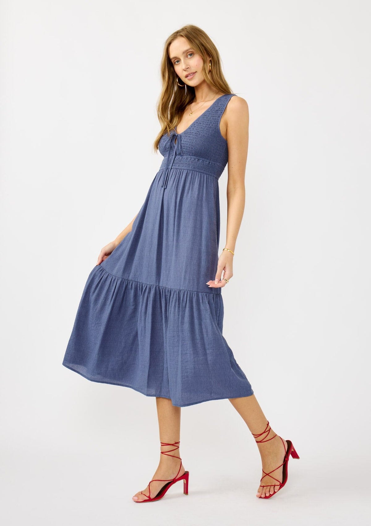 blue maxi dress bump friendly Olivia 100% Cotton Maxi Dress in Deep Blue main image 1