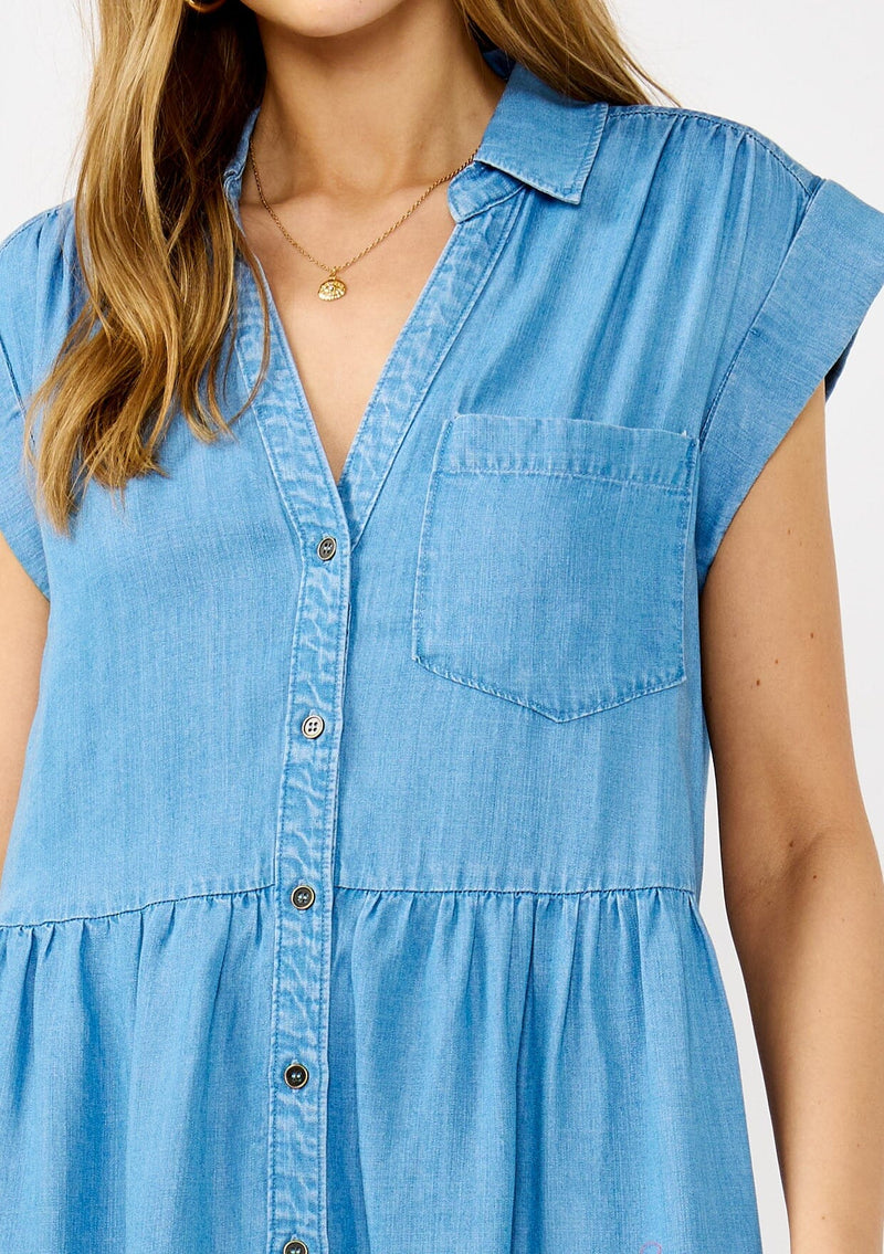 Jada Tencel Mini Dress Light Denim Blue / L Jada Tencel Mini Dress Light Denim Blue / L