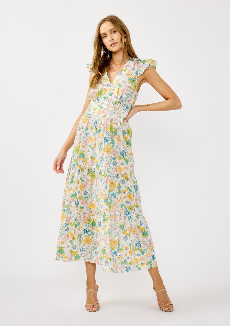 Morning Meadow Maxi Dress Natural/Dusty Coral / L Morning Meadow Maxi Dress Natural/Dusty Coral / L