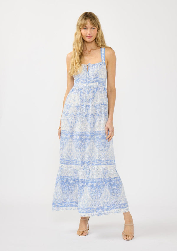 chinese dress ladies Cali Floral-Print Maxi Summer Party Dress Blue Floral / XSmall main image 1