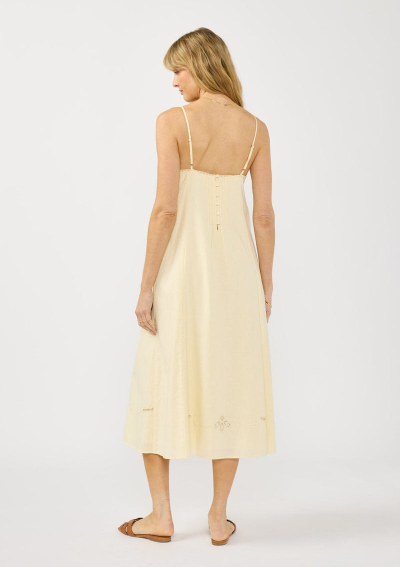 Women's Cream Sleeveless Midi Dress with Embroidery | LOVESTITCH Women's Cream Sleeveless Midi Dress with Embroidery | LOVESTITCH