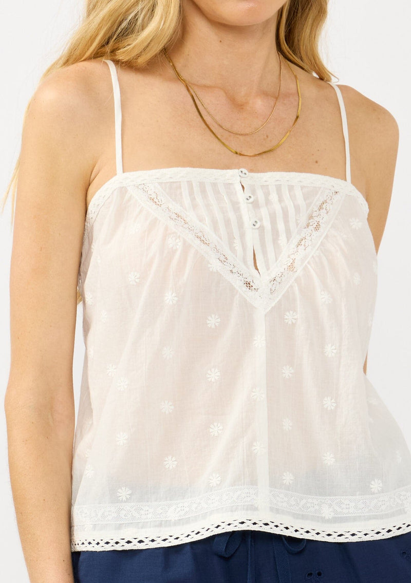 Women's White Bohemian Cami With Lace Detail | LOVESTITCH