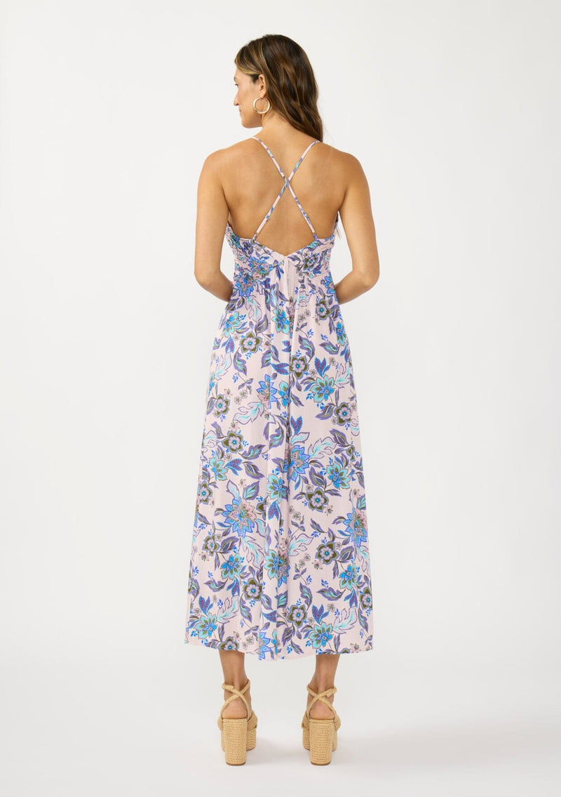 Women's Vibrant Floral Cross Back Maxi Dress
