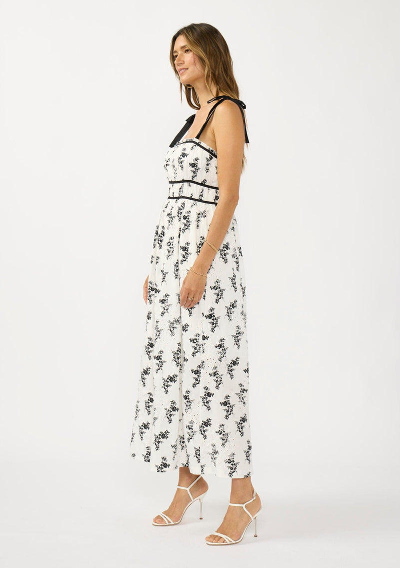 floral eyelet midi dress Print Midi Dress