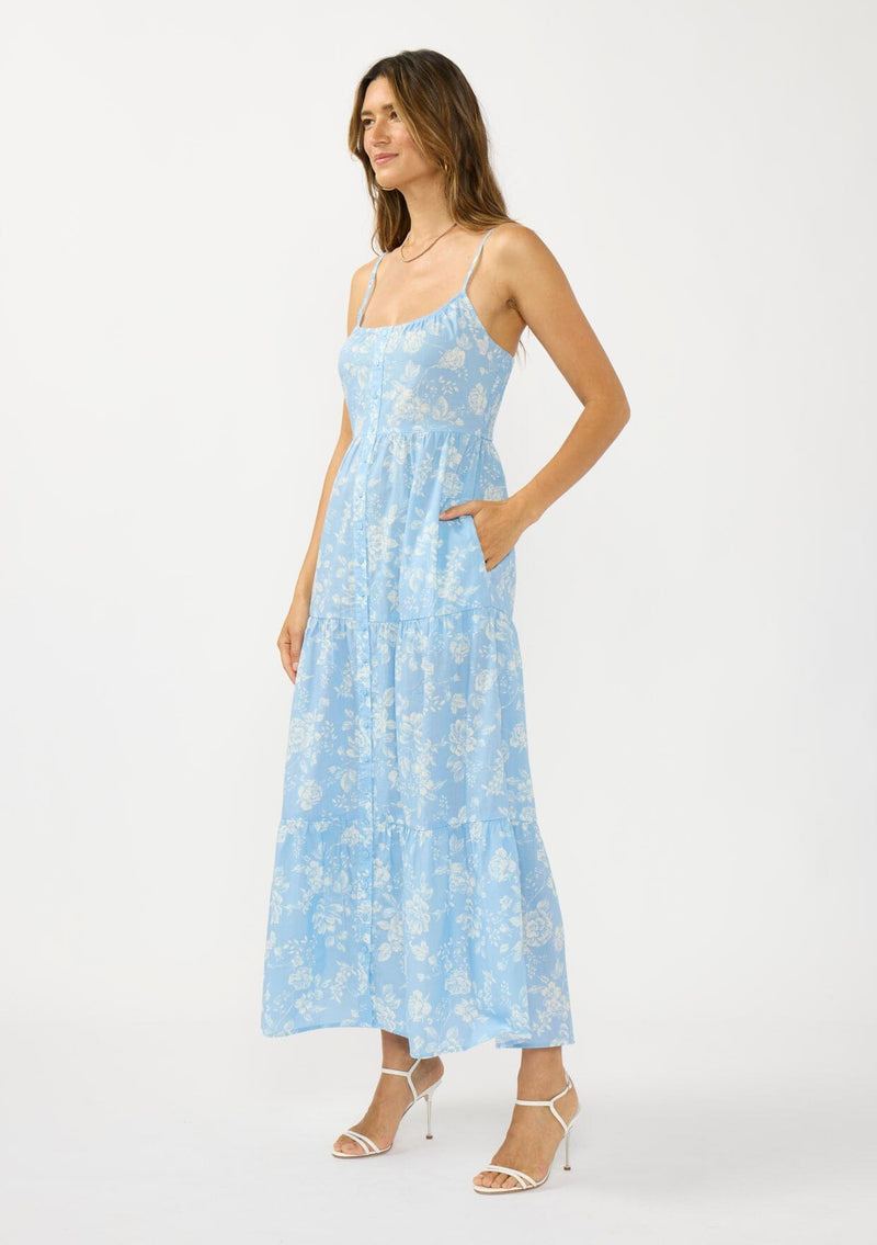 lovestitch floral maxi dress Cecelily Floral Tiered Maxi Dress - Women's Size L, Blue