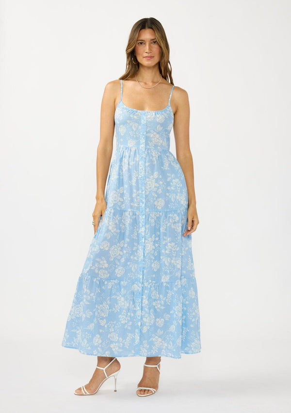 love stitch maxi dress Women's Blue Floral Bohemian Maxi Dress