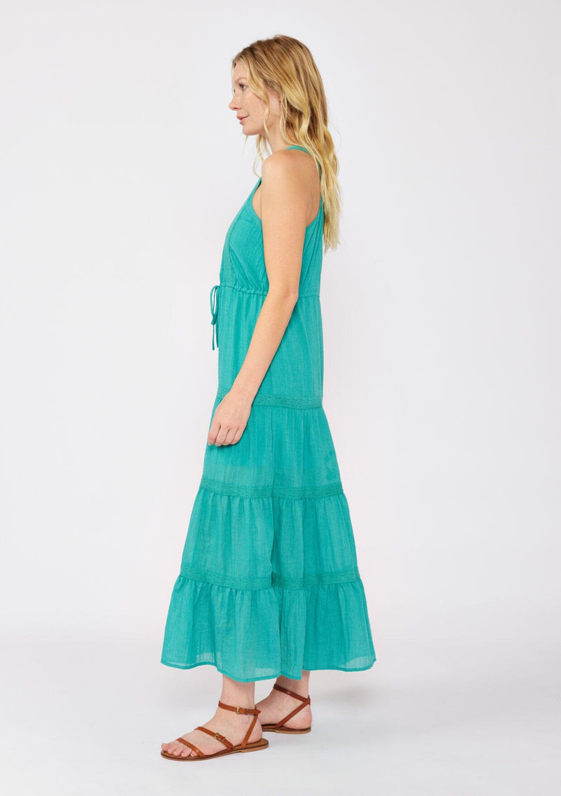 Women's Bohemian Summer Tiered Midi Dress + Lace Detail | LOVESTITCH Women's Bohemian Summer Tiered Midi Dress + Lace Detail | LOVESTITCH