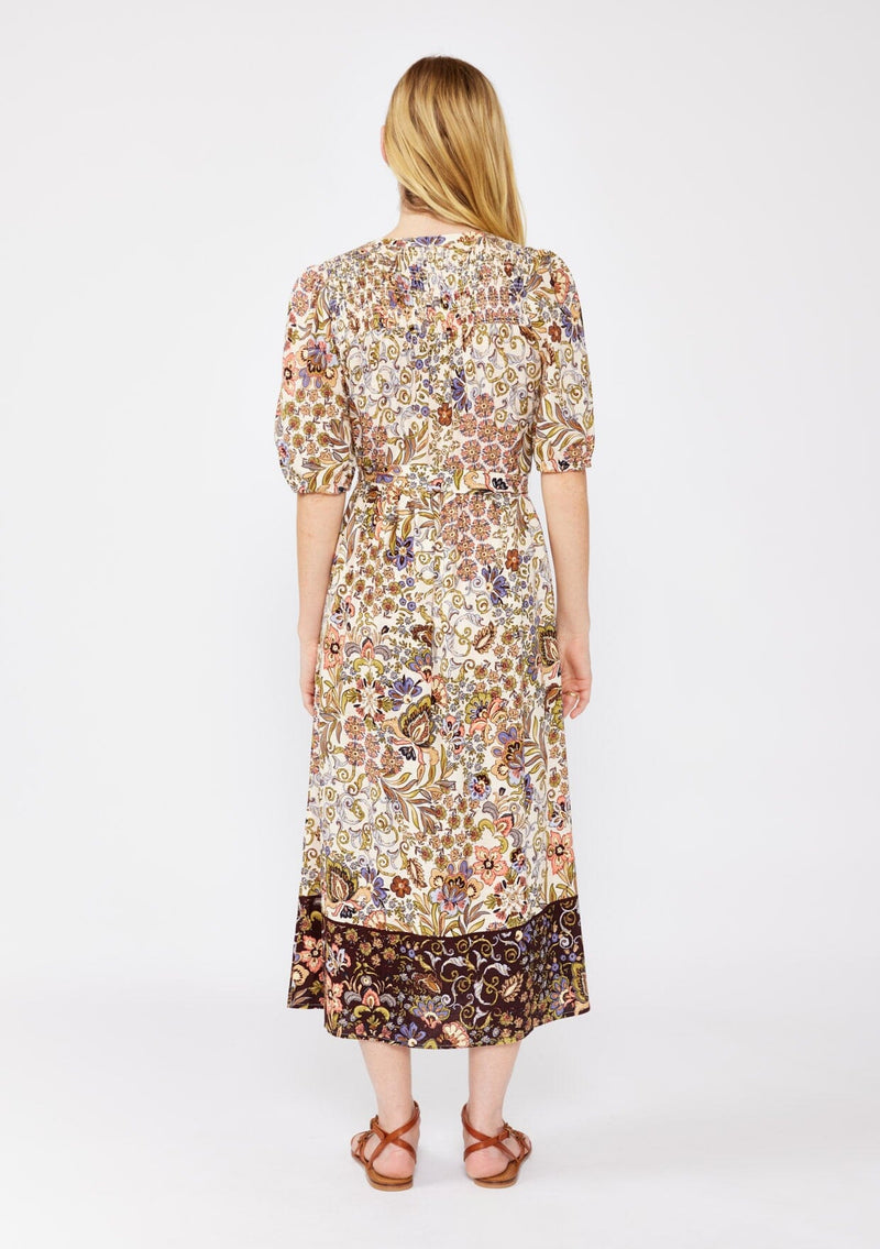 Earthy Bloom Midi Dress Natural/Brown / S Earthy Bloom Midi Dress Natural/Brown / S