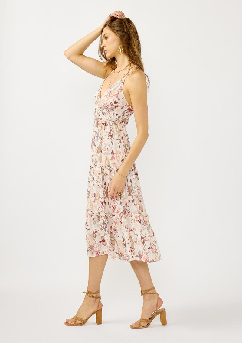 strappy flowy midi dress Women's Sleeveless Boho Floral Midi Dress