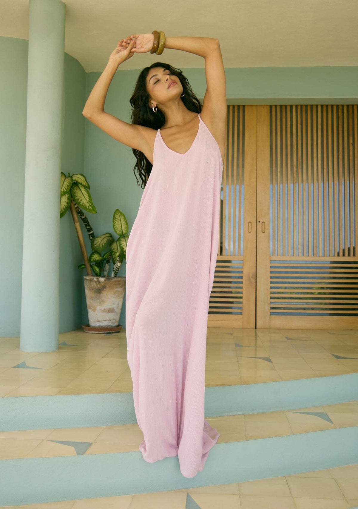 lovestitch mila maxi dress Women's Flowy Sleeveless Maxi Dress + Gold Thread