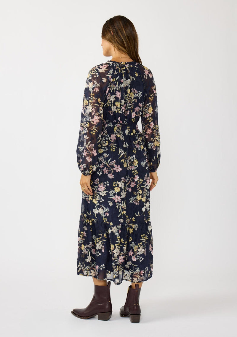 navy blue floral maxi dress Dusk Serenade Maxi Dress Navy/Yellow / M
