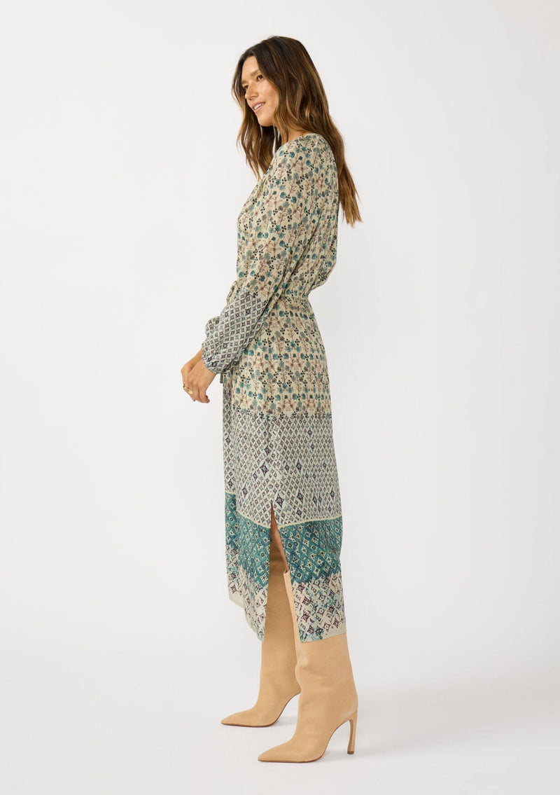 teal floral midi dress Floral Prism Midi Dress Teal/Rust / S