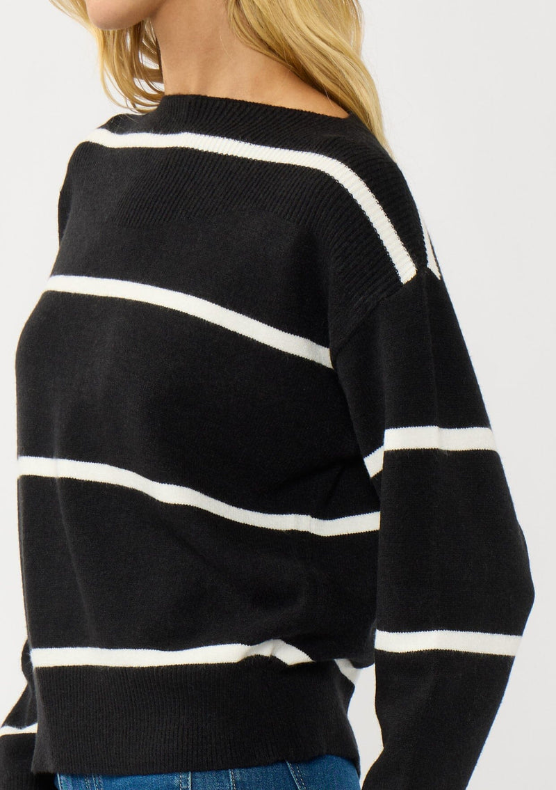 Serena Stripe Boat Neck Pullover