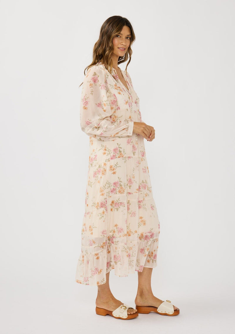 Rosewater Midi Dress Natural/Dusty Rose / L