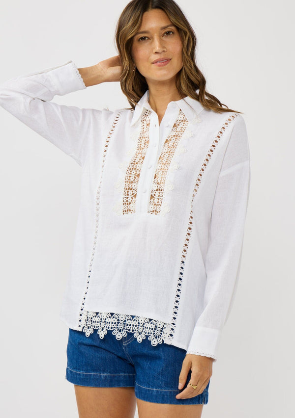 Women's Classic White Lace Shirt | LOVESTITCH