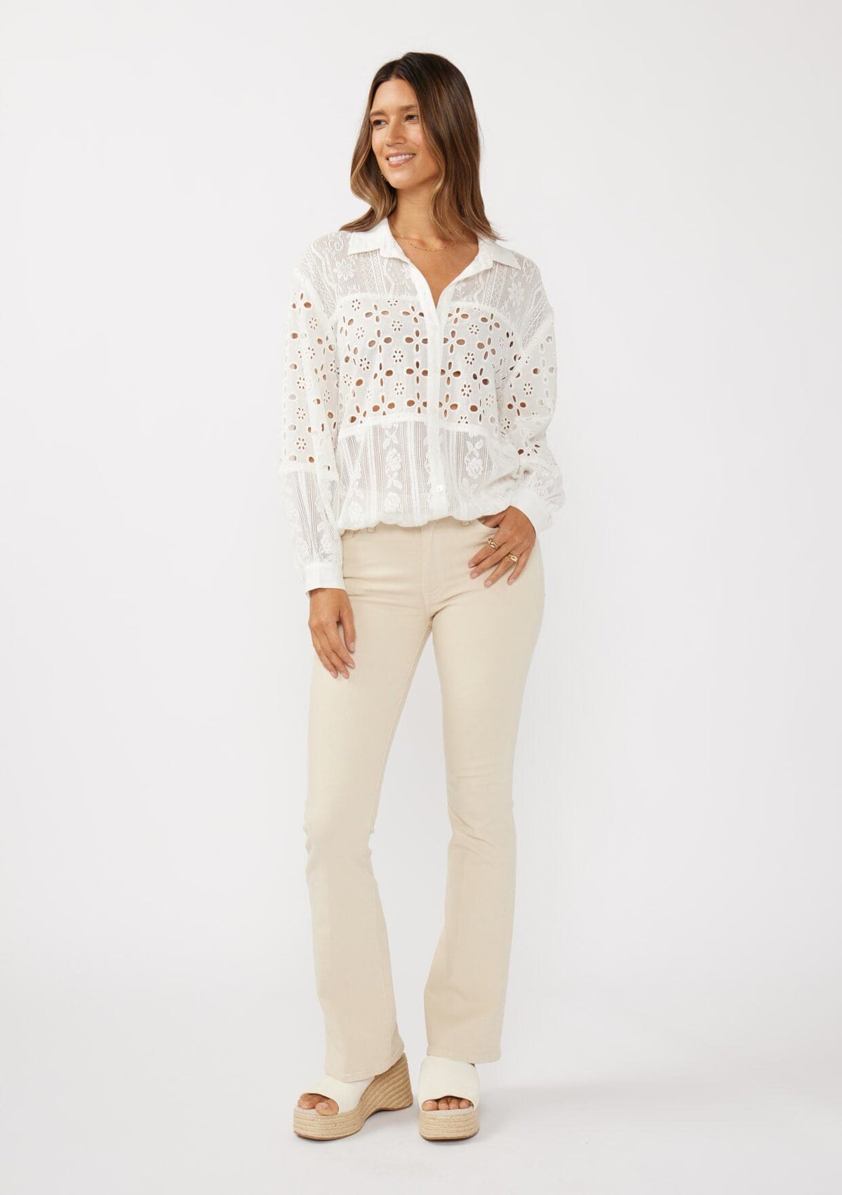 Women's Patchwork Lace & Eyelet Shirt | LOVESTITCH