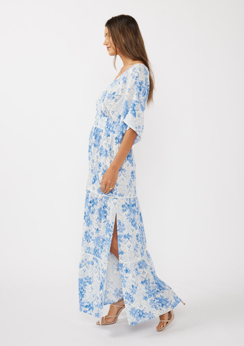 Beyond Moments Maxi Dress Off White/Dusty Blue / S