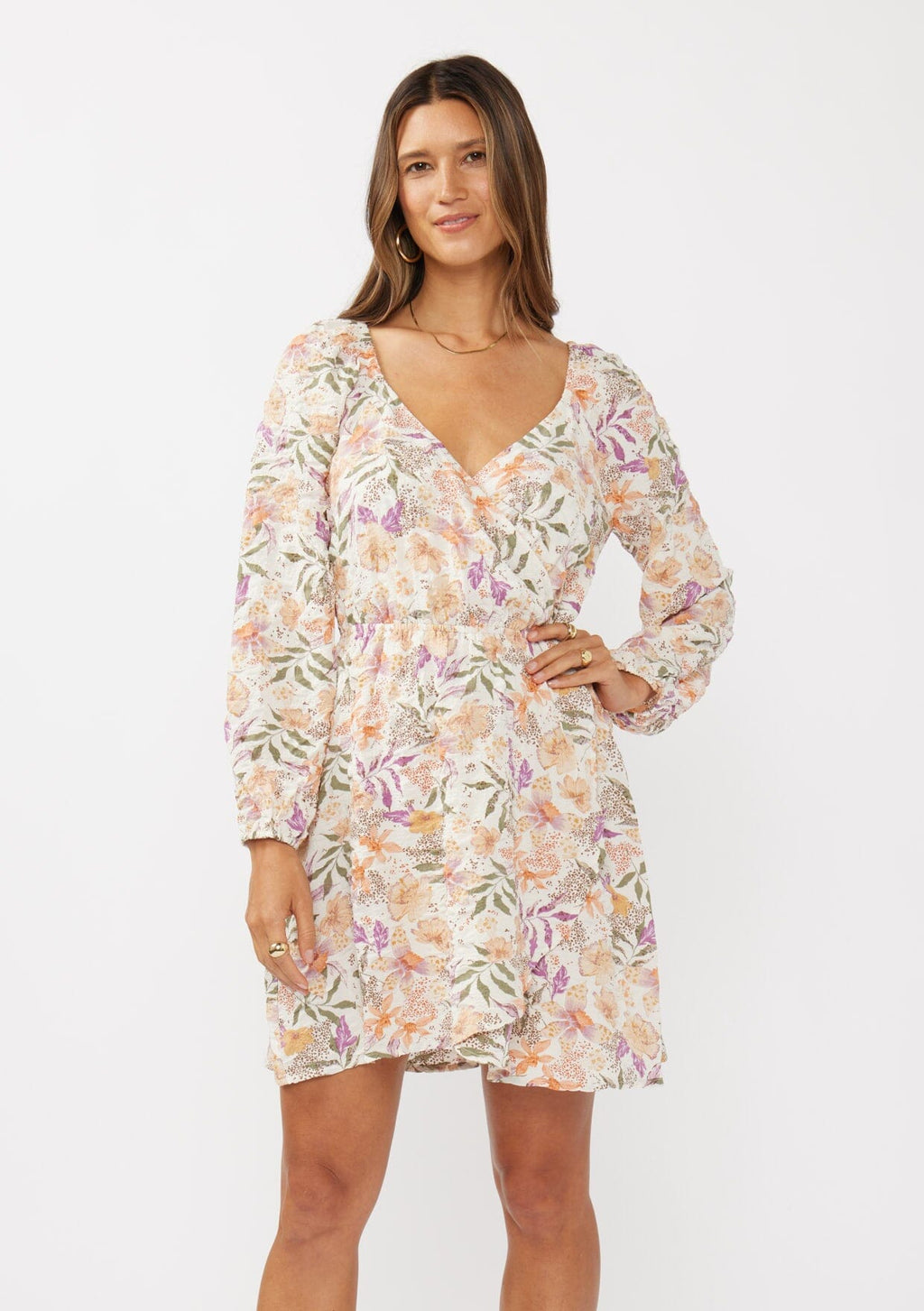 fall floral wrap dress Melanie Maxi Dress Navy/Coral / L main image 1