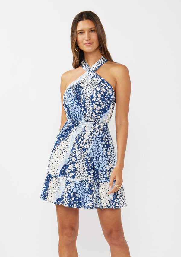 GOLDSTITCH Women's Summer Hollow Out Halter Dress - Sleeveless A-Line Beach Mini Dress