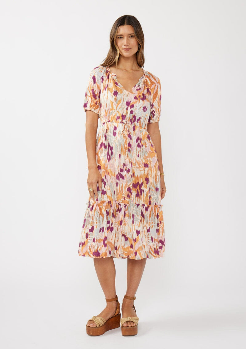 Terra Spice Midi Dress Natural/Plum / S Terra Spice Midi Dress Natural/Plum / S