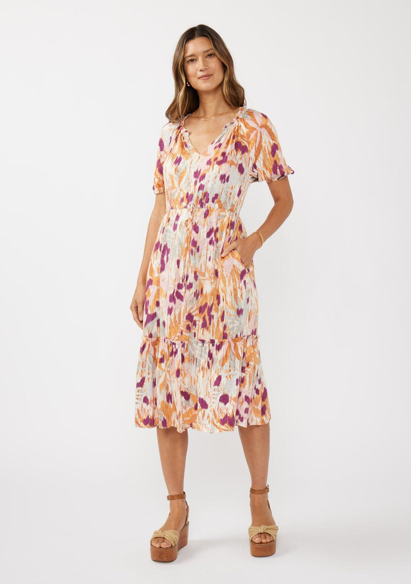 Terra Spice Midi Dress Natural/Plum / S Terra Spice Midi Dress Natural/Plum / S