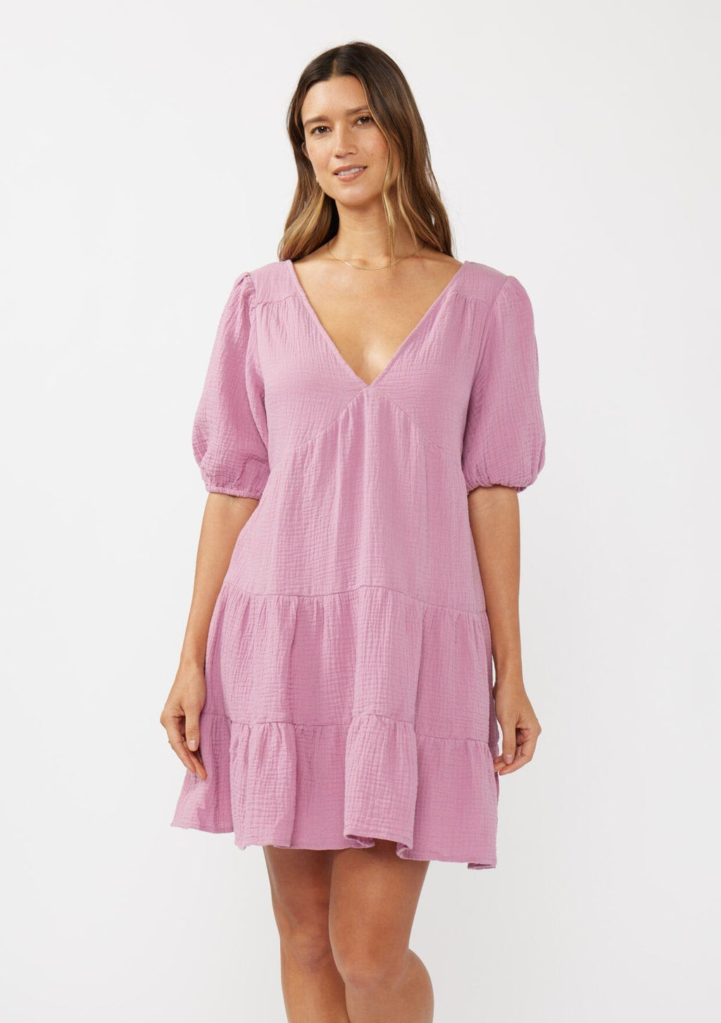 Women's Flowy Spring Mini Dress in Cotton Gauze