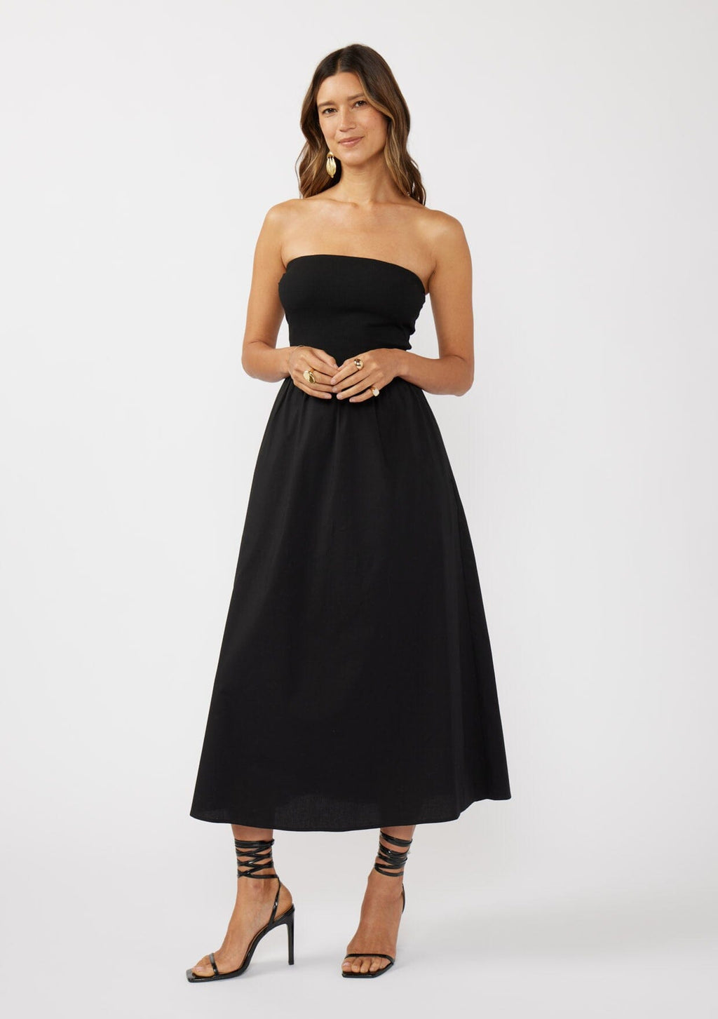 black midi strapless dress Mara / L Do Not Bleach Product ID:ADAE212188_AA002_M Pants size:29W / XS / 44 EUR What A Way To