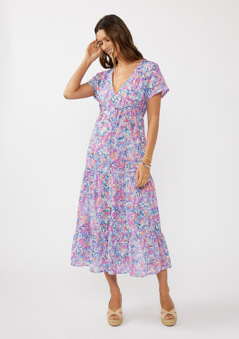 Kelsie Floral Maxi Dress Light Blue/Plum / L Kelsie Floral Maxi Dress Light Blue/Plum / L