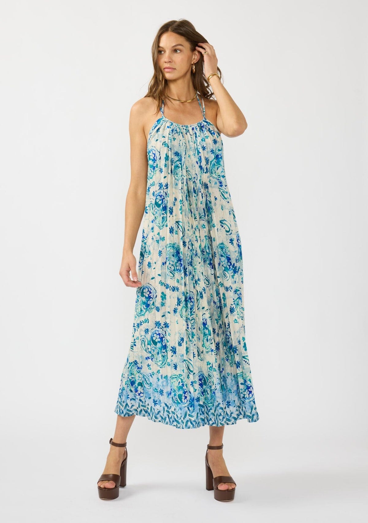 a loves a maxi dress A Loves A Woven Floral Print Surplice Long Balloon Sleeve Tie Back Tiered A-Line  Flounce Maxi Dress at Hamilton Place in Chattanooga, TN