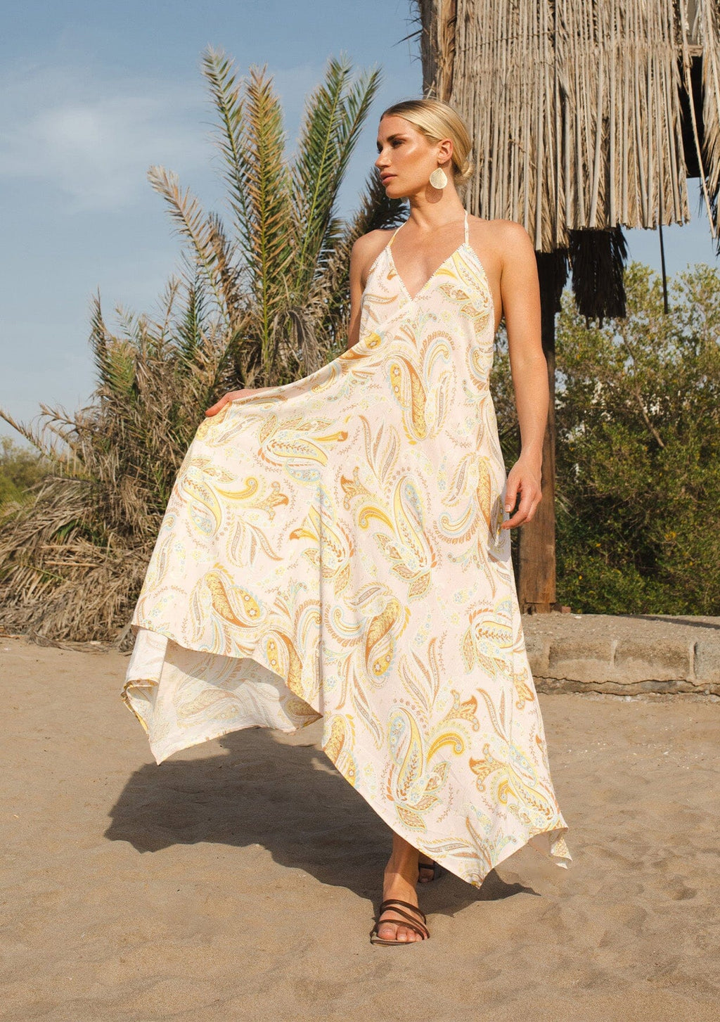 Sparks Fly Halter Dress Dusty Peach/Caramel / M/L