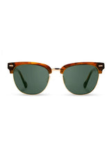 [Color: Autumn] Brown acetate browline and thin rim sunglasses.