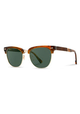 [Color: Autumn] Brown acetate browline and thin rim sunglasses.
