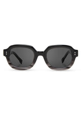 [Color: Black Agate] Oval black and grey ombre acetate sunglasses.