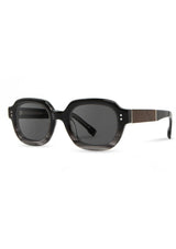 [Color: Black Agate] Oval black and grey ombre acetate sunglasses.