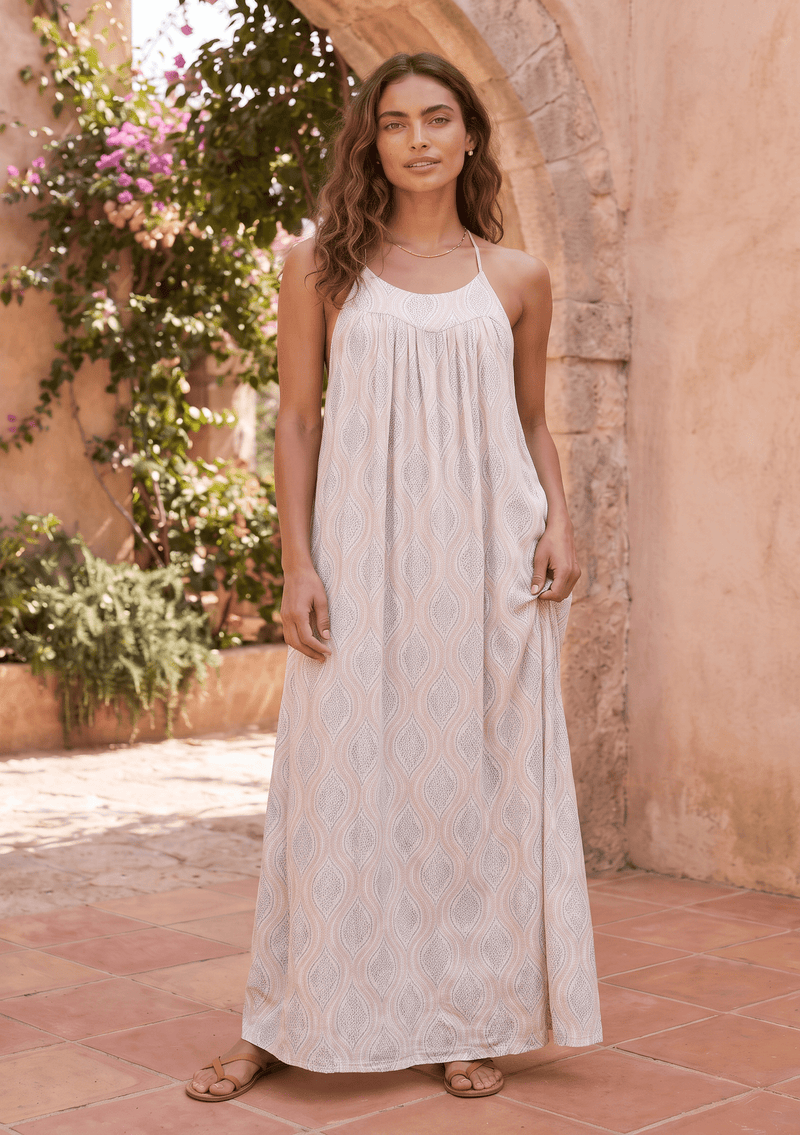 bohemian egyptian elements women's vacation vest maxi dress Racerback Maternity Wedding Dress with tiered A sum26 Size:MD/LG