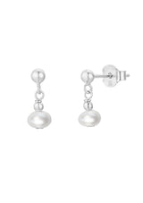 [Color: Silver] Beautiful bohemian chic silver stud earrings with freshwater pearl drop details. A bohemian beach jewelry collection curated by Lovestitch