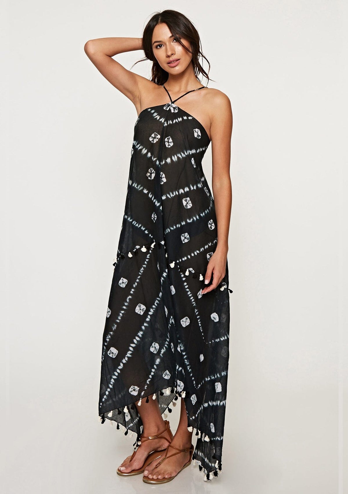 slim fit dress slacks Sheer Boho Tie-Dye Beach Halter Dress