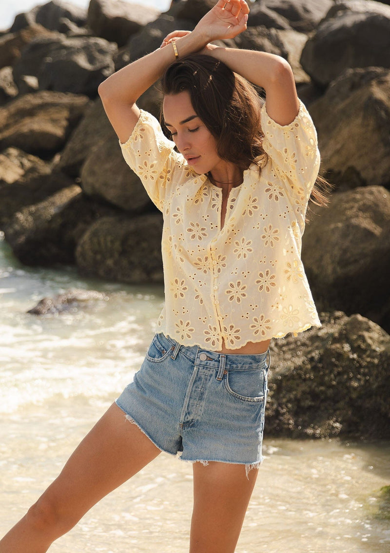 Women's Cotton Embroidered Eyelet Blouse | LOVESTITCH