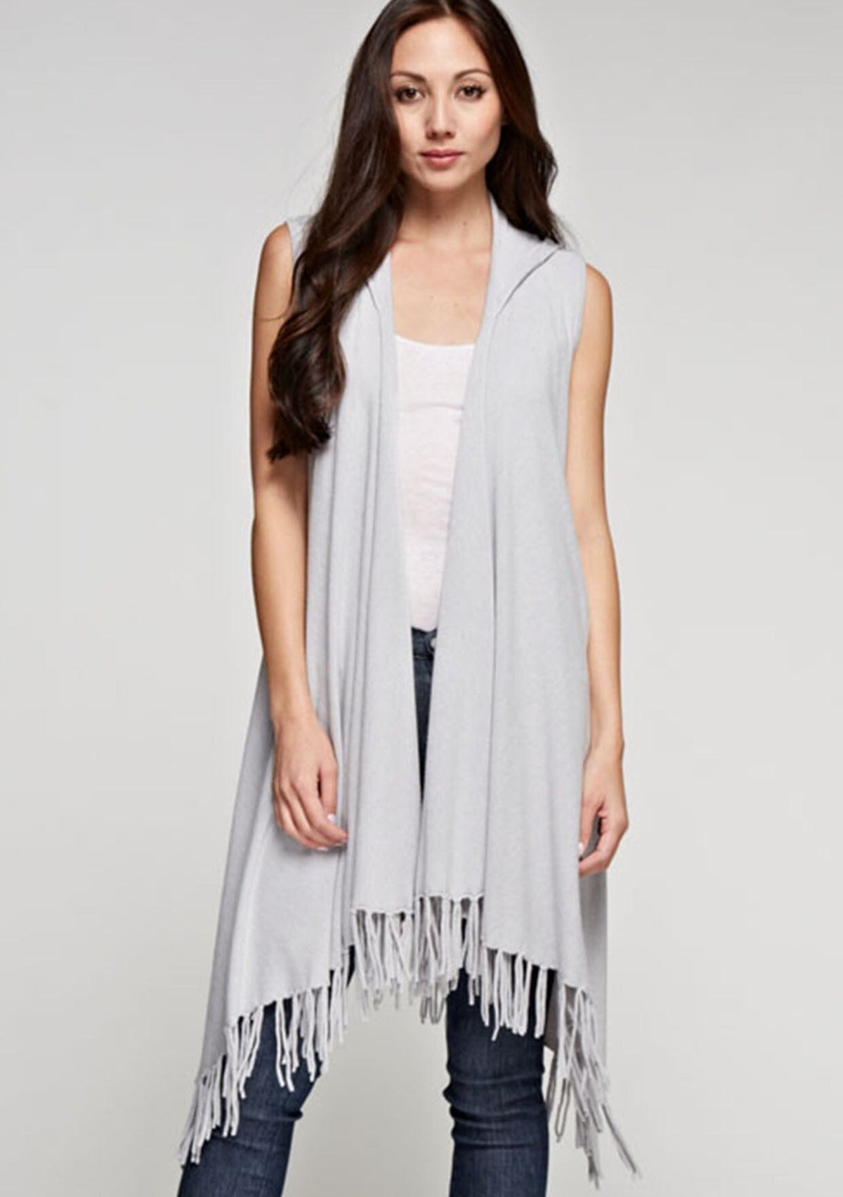 Cozy Hooded Knit Fringe Vest | LOVESTITCH