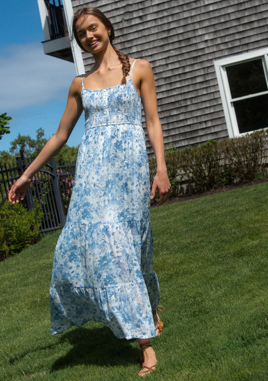 Botanic Muse Maxi Dress Light Blue/White / M