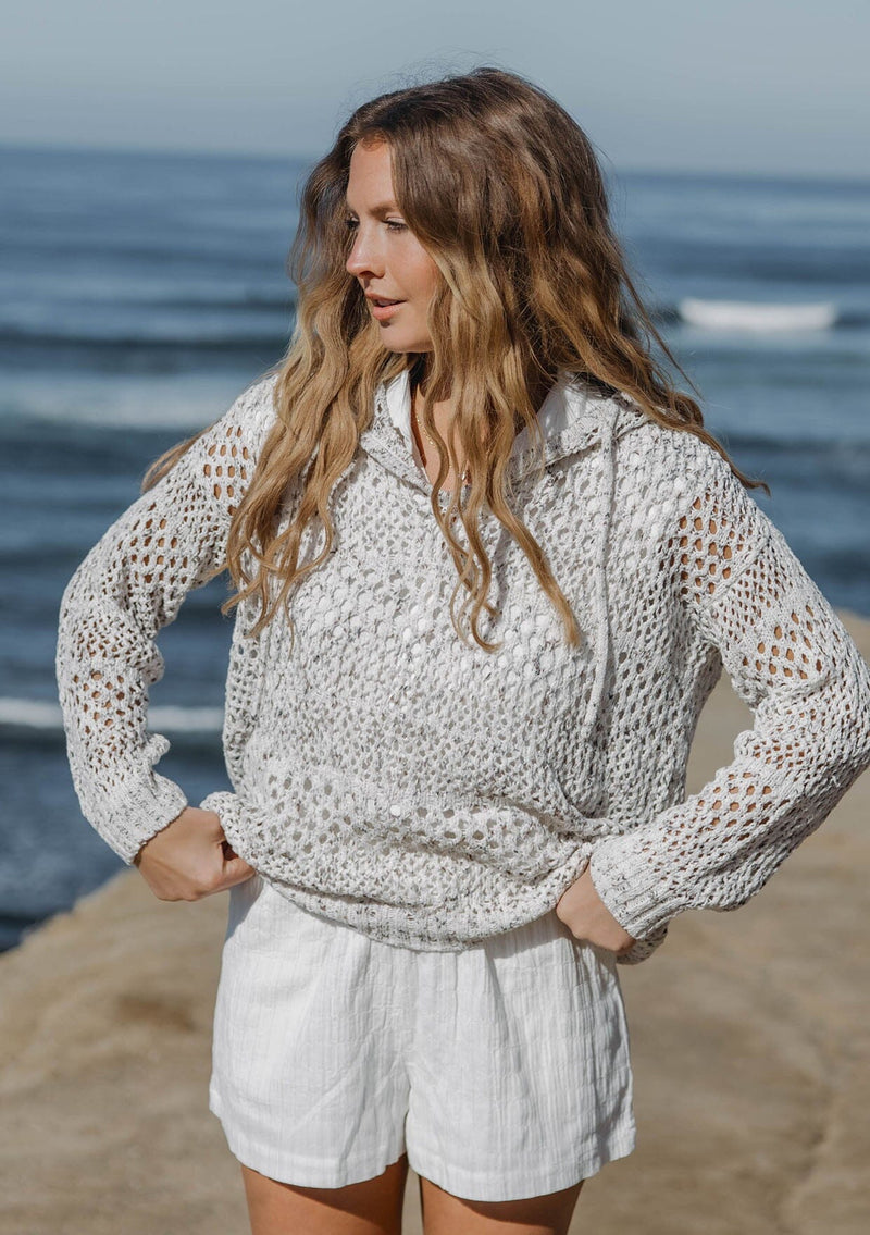Morrison Crochet Hoodie Ivory/Taupe / S