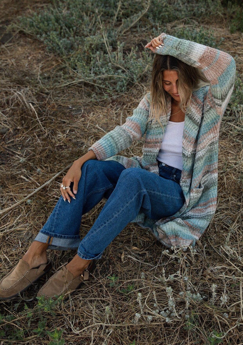 Women's Cozy Striped Boho Hooded Cardigan | LOVESTITCH