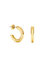 [Color: Gold] Classic gold open hoop earrings. 