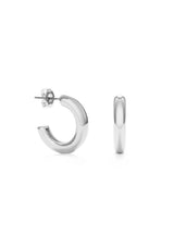 [Color: Silver] Classic silver open hoop earrings. 