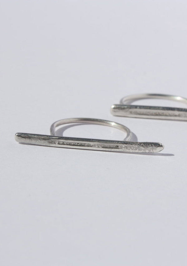 [Color: Silver] A one of a kind, sterling silver ring with a long bar.