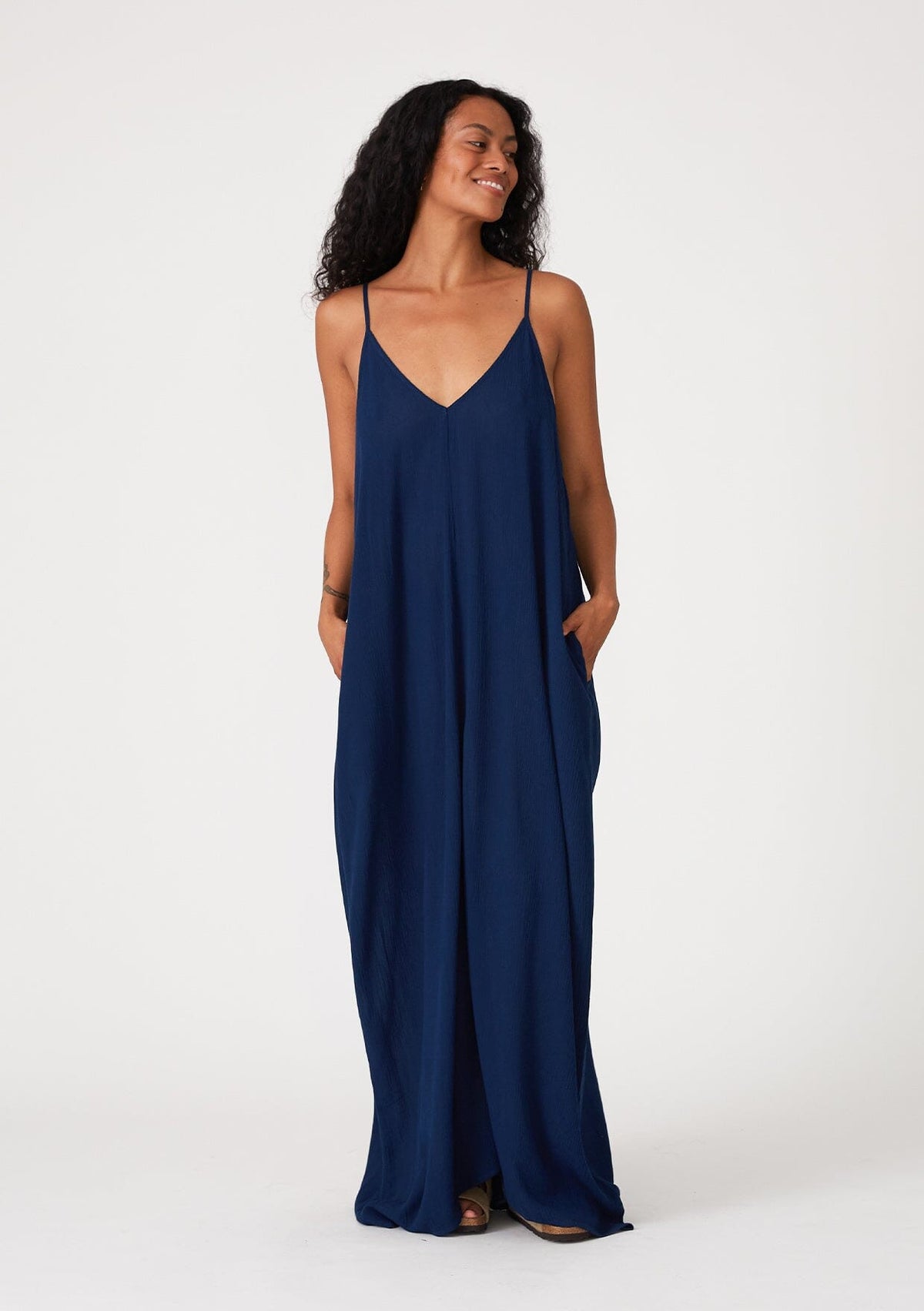 lovestitch dresses lovestitch gauze maxi dress Love Stitch Gauze Maxi Dress In Cement