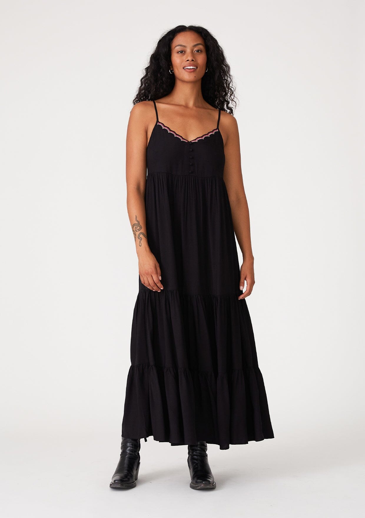 Black Bohemian Chic Spring Maxi Dress