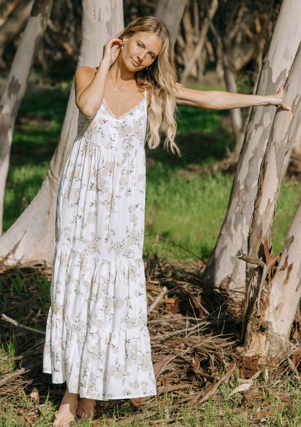 Josie Floral Maxi Dress Ivory/Dusty Coral / XS Josie Floral Maxi Dress Ivory/Dusty Coral / XS