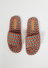 [Color: Retro] A colorful pink hand dyed rope slide sandal. Sustainably made in small batches.